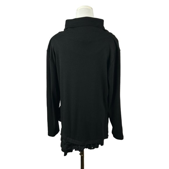 Lavena Tunic Top Women‎ Large Black Asymetric Shirt Blouse Buckle Eyelet Trim - Picture 4 of 16